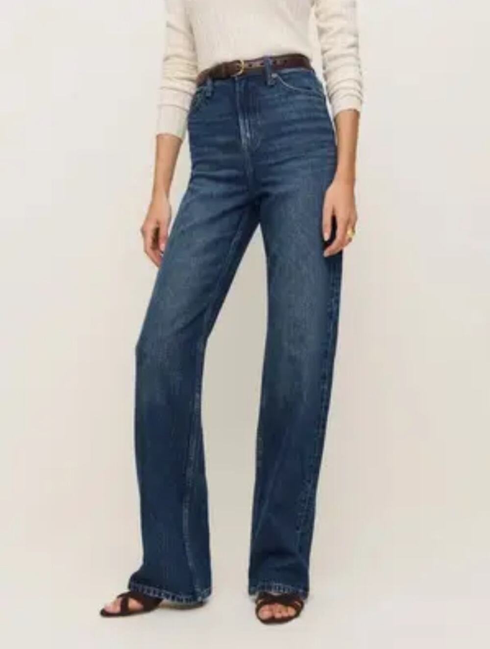 REFORMATION Organic Cotton wilder stretch high rise wide leg jeans 24 Mellusine